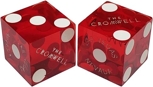 Genuine Cromwell Las Vegas Casino Table-Played Craps Dice Pair Red Polished Matching Serial Numbers in Saudi Arabia