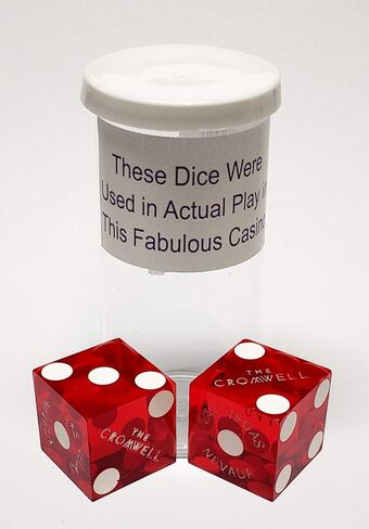 Genuine Cromwell Las Vegas Casino Table-Played Craps Dice Pair Red Polished Matching Serial Numbers in Saudi Arabia