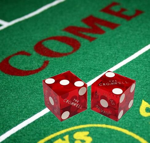 Genuine Cromwell Las Vegas Casino Table-Played Craps Dice Pair Red Polished Matching Serial Numbers in Saudi Arabia