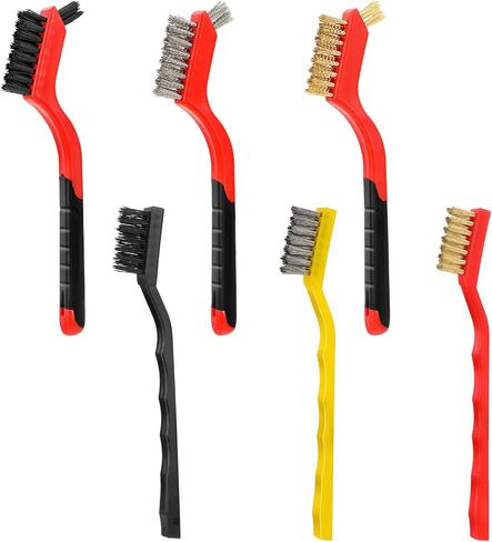 Wire Brush Set, 6Pcs Metal Brush for Cleaning 7 Inch Small Cleaning Brushes Stainless Steel/ Brass/ Nylon Cleaning Brushes for Rust Removal, Dirt Cleaning, Paint Scrubbing(2 Size) in Saudi Arabia