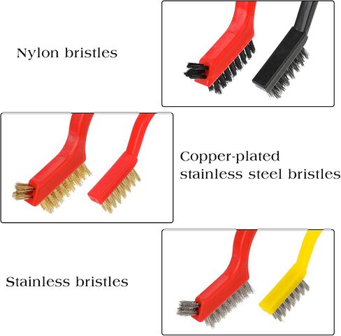 Wire Brush Set, 6Pcs Metal Brush for Cleaning 7 Inch Small Cleaning Brushes Stainless Steel/ Brass/ Nylon Cleaning Brushes for Rust Removal, Dirt Cleaning, Paint Scrubbing(2 Size) in Saudi Arabia