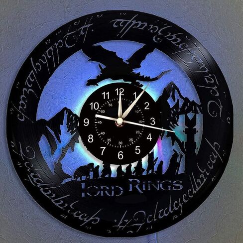 Vinyl Record Wall Clock, Rings LED 7 Color Night Lamp Retro Wall Clock, Unique Gifts Handmade Home Wall Decor for Kids, Living Room,Bedroom (A-led) in Saudi Arabia