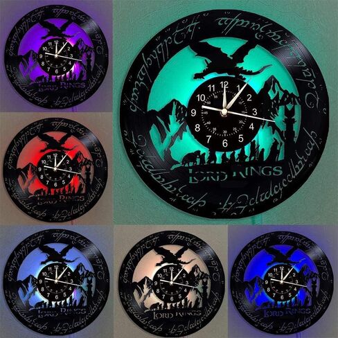 Vinyl Record Wall Clock, Rings LED 7 Color Night Lamp Retro Wall Clock, Unique Gifts Handmade Home Wall Decor for Kids, Living Room,Bedroom (A-led) in Saudi Arabia