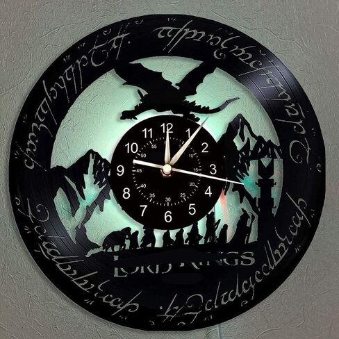 Vinyl Record Wall Clock, Rings LED 7 Color Night Lamp Retro Wall Clock, Unique Gifts Handmade Home Wall Decor for Kids, Living Room,Bedroom (A-led) in Saudi Arabia