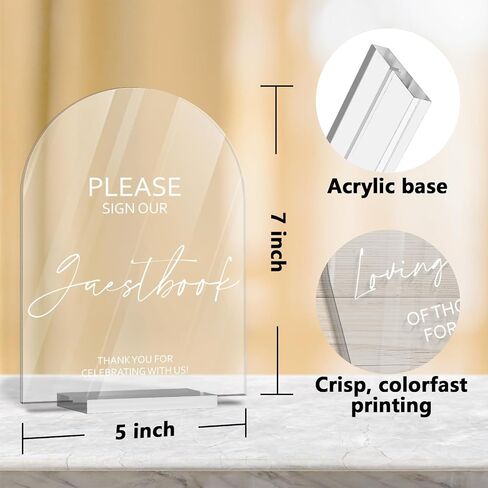 Vienrose 2pcs Acrylic Wedding Signs for Ceremony and Reception 5x7 Inch Wedding Signage Wedding Decor for Wedding Party Ceremony, Wedding Guest Book Signs, Card and Gifts Signs in Saudi Arabia