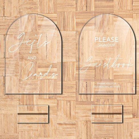 Vienrose 2pcs Acrylic Wedding Signs for Ceremony and Reception 5x7 Inch Wedding Signage Wedding Decor for Wedding Party Ceremony, Wedding Guest Book Signs, Card and Gifts Signs in Saudi Arabia