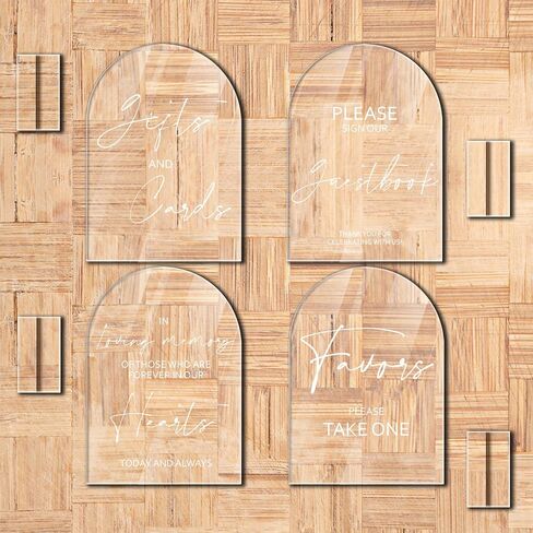Vienrose 2pcs Acrylic Wedding Signs for Ceremony and Reception 5x7 Inch Wedding Signage Wedding Decor for Wedding Party Ceremony, Wedding Guest Book Signs, Card and Gifts Signs in Saudi Arabia