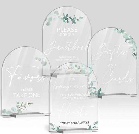 Vienrose 2pcs Acrylic Wedding Signs for Ceremony and Reception 5x7 Inch Wedding Signage Wedding Decor for Wedding Party Ceremony, Wedding Guest Book Signs, Card and Gifts Signs in Saudi Arabia