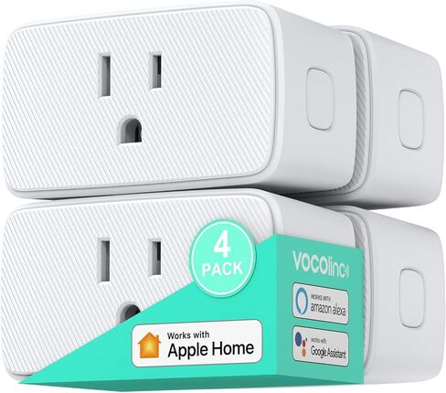 VOCOlinc Homekit Smart Plug يعمل مع Alexa، Apple Home، Google Assistant، قابس WiFi الذكي الذي يعمل مع Alexa، منفذ مؤقت كهربائي يدعم Siri، لا يتطلب محور، 15 أمبير، 2.4 جيجا هرتز، 110～120 فولت 4 حزم in Saudi Arabia