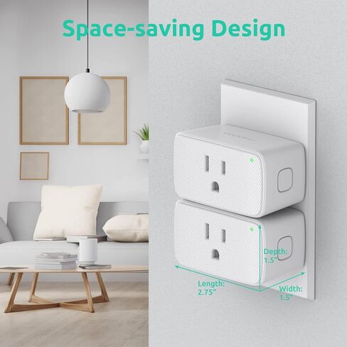 VOCOlinc Homekit Smart Plug يعمل مع Alexa، Apple Home، Google Assistant، قابس WiFi الذكي الذي يعمل مع Alexa، منفذ مؤقت كهربائي يدعم Siri، لا يتطلب محور، 15 أمبير، 2.4 جيجا هرتز، 110～120 فولت 4 حزم in Saudi Arabia