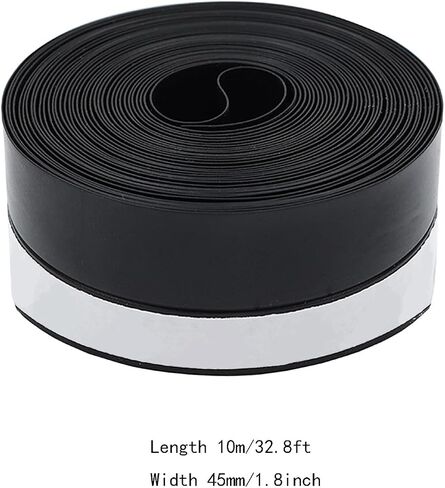 Door Weather Stripping, Door Seal Strip, 32.8 Feet X 1Inch Door Strip Bottom, Window Windproof Sticker, Silicone Sealing Tape for Doors, Windows, Shower, Glass Gaps (Black, 32.8 Feet X 1Inch) in Saudi Arabia