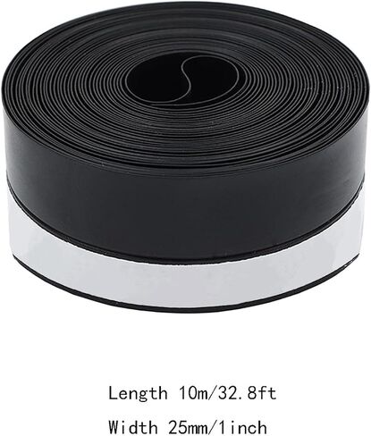 Door Weather Stripping, Door Seal Strip, 32.8 Feet X 1Inch Door Strip Bottom, Window Windproof Sticker, Silicone Sealing Tape for Doors, Windows, Shower, Glass Gaps (Black, 32.8 Feet X 1Inch) in Saudi Arabia