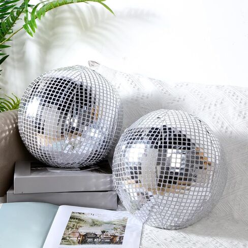 2 Pcs Disco Ball Pillows Decorative Throw Pillow Sequin Round Pillow Funky Sphere Pillows for Teen Girls Birthday Gifts Bedroom Living Room Home Decor (Silver,12 Inch) in Saudi Arabia