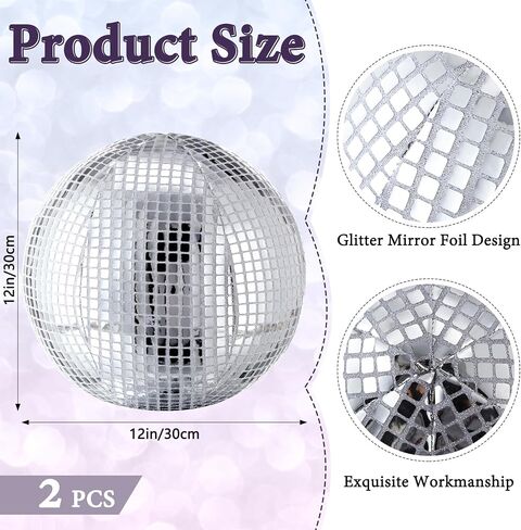 2 Pcs Disco Ball Pillows Decorative Throw Pillow Sequin Round Pillow Funky Sphere Pillows for Teen Girls Birthday Gifts Bedroom Living Room Home Decor (Silver,12 Inch) in Saudi Arabia