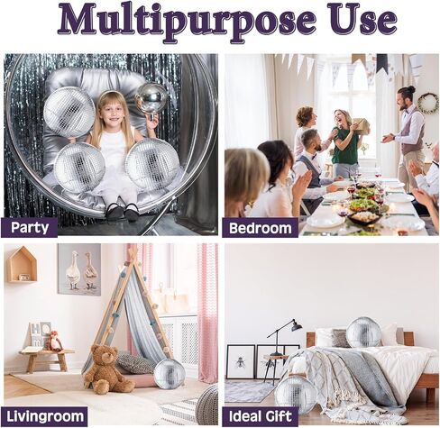 2 Pcs Disco Ball Pillows Decorative Throw Pillow Sequin Round Pillow Funky Sphere Pillows for Teen Girls Birthday Gifts Bedroom Living Room Home Decor (Silver,12 Inch) in Saudi Arabia