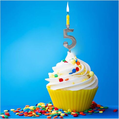 Aluminum Birthday Candles, Silver Birthday Candles, 10 Birthday Candle Pack of 2, Birthday Candles for Cake, Sparkler Candles for Birthday Cake, Birthdate Candle Set of 2 in Saudi Arabia