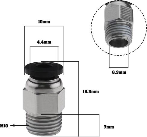 The Lord of the Tools 20PCS PC4-M10 Male Straight Pneumatic PTFE Tube Push In Quick Fitting Connector Compatible with E3D V6 Long-Distance Bowden Extruder 3D Printer in Saudi Arabia