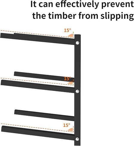 رف خشبي من Foozet مثبت على الحائط مع 3 أزواج من منظم الخشب وتخزين الخشب رف خشبي معدني شديد التحمل للأماكن الداخلية والخارجية، أقصى تحميل أسود إجمالي 600 رطل أسود in Kuwait