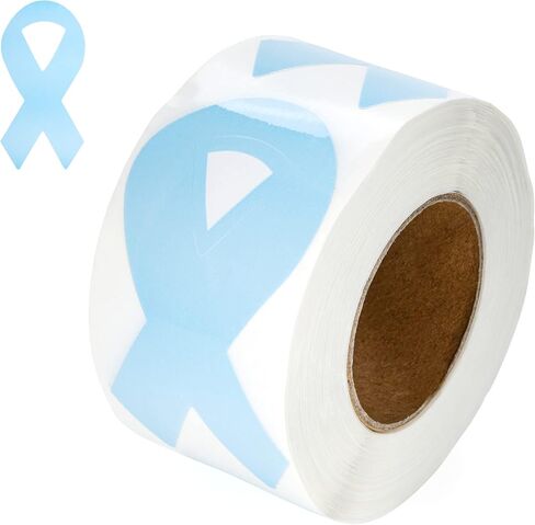 Fundraising For A Cause 250 Light Blue Ribbon Stickers - Large Ribbon (1 roll - 250 Stickers) in Kuwait