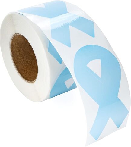 Fundraising For A Cause 250 Light Blue Ribbon Stickers - Large Ribbon (1 roll - 250 Stickers) in Kuwait