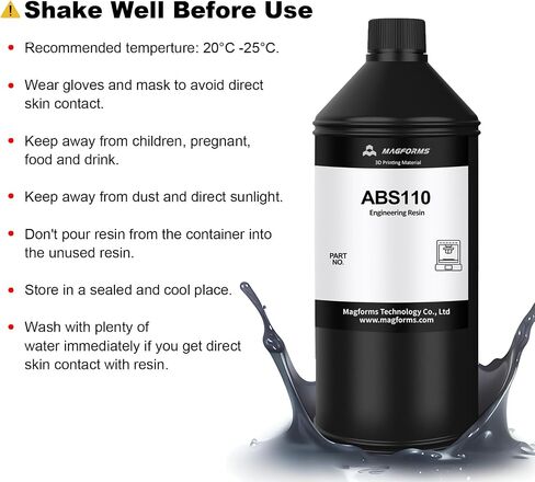 Ultra Tough ABS-Like 3D Printer Resin ABS110, Upgraded Toughness and Strength, High Precision and Non-Brittle, Liquid Photopolymer Resin for LCD DLP 3D Printing (Black, 1kg) in Saudi Arabia