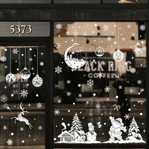 ملصقات نافذة عيد الميلاد PVC 2024 - ملصقات نوافذ عيد الميلاد ساتا كلوز الثلجية، شارات عيد الميلاد للمنزل والمتجر لتزيين عيد الميلاد (20 × 30 سم × 9 أوراق، 003) in Kuwait