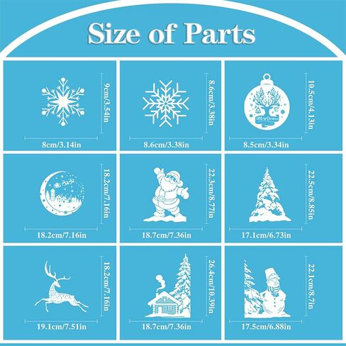 ملصقات نافذة عيد الميلاد PVC 2024 - ملصقات نوافذ عيد الميلاد ساتا كلوز الثلجية، شارات عيد الميلاد للمنزل والمتجر لتزيين عيد الميلاد (20 × 30 سم × 9 أوراق، 003) in Kuwait