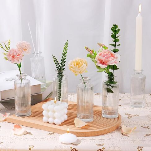 DI QIU REN Glass Bud Vases Set of 8, Small Vases for Flowers, Bud Vases in Bulk, Mini Flower Vase, Clear Small Vases for Centerpiece, Wedding Table Centerpiece, Home Decor, Housewarming Gift in Saudi Arabia