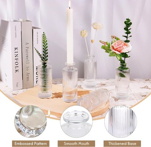 DI QIU REN Glass Bud Vases Set of 8, Small Vases for Flowers, Bud Vases in Bulk, Mini Flower Vase, Clear Small Vases for Centerpiece, Wedding Table Centerpiece, Home Decor, Housewarming Gift in Saudi Arabia