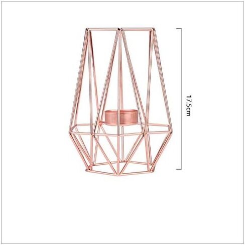 حاملات شموع نذرية بتصميم هندسي معدني، أشكال هندسية حاملات شموع مجوفة من الحديد لتزيين المنزل الزفاف العتيق (النوع 2، ذهبي وردي، كبير) in Saudi Arabia