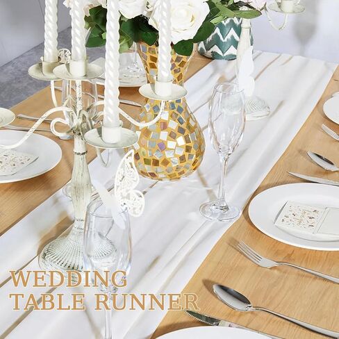 White Chiffon Table Runner,Large Table Runner 10ft Romantic Sheer Table Runner for Wedding Party Bridal Shower Outdoor Decor 28x120 Inch in Saudi Arabia