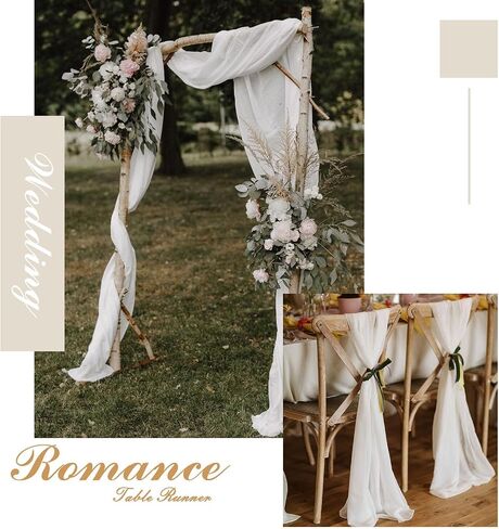 White Chiffon Table Runner,Large Table Runner 10ft Romantic Sheer Table Runner for Wedding Party Bridal Shower Outdoor Decor 28x120 Inch in Saudi Arabia