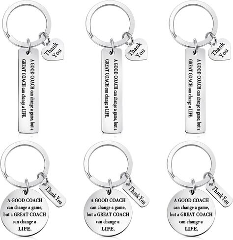 Yinkin 6 Pcs Coach Gifts Football Keychain Thank You Coach Gift Appreciation Key Chain Gift for Men Women Soccer Basketball Swimming Basketball Volleyball, 2 Styles in Saudi Arabia