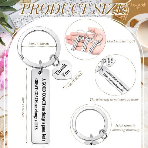 Yinkin 6 Pcs Coach Gifts Football Keychain Thank You Coach Gift Appreciation Key Chain Gift for Men Women Soccer Basketball Swimming Basketball Volleyball, 2 Styles in Saudi Arabia