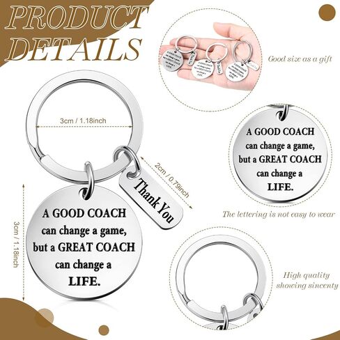 Yinkin 6 Pcs Coach Gifts Football Keychain Thank You Coach Gift Appreciation Key Chain Gift for Men Women Soccer Basketball Swimming Basketball Volleyball, 2 Styles in Saudi Arabia