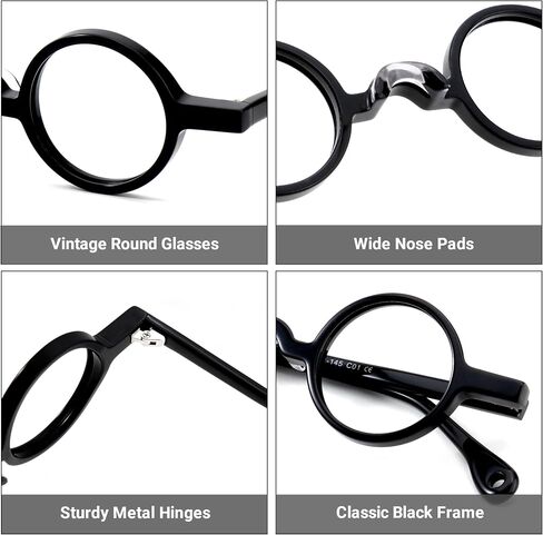 إطار نظارات Zeelool Vintage Acetate Eyewear الدائري مع عدسات شفافة بدون وصفة طبية للنساء والرجال in Saudi Arabia