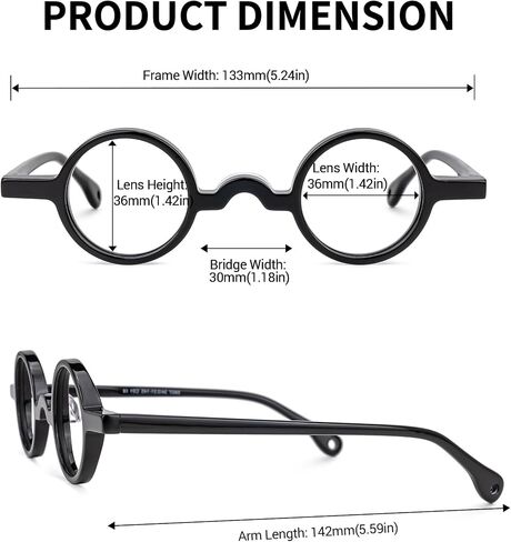 إطار نظارات Zeelool Vintage Acetate Eyewear الدائري مع عدسات شفافة بدون وصفة طبية للنساء والرجال in Saudi Arabia