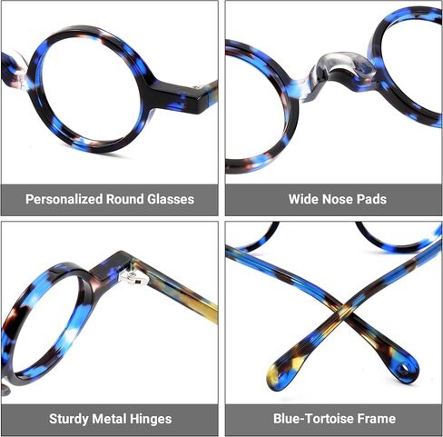 إطار نظارات Zeelool Vintage Acetate Eyewear الدائري مع عدسات شفافة بدون وصفة طبية للنساء والرجال in Saudi Arabia