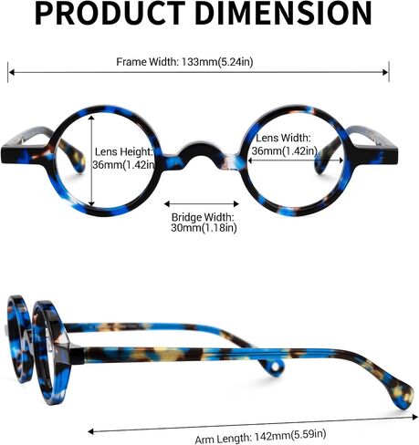 إطار نظارات Zeelool Vintage Acetate Eyewear الدائري مع عدسات شفافة بدون وصفة طبية للنساء والرجال in Saudi Arabia