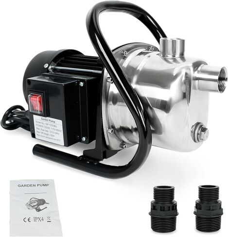 مضخة بئر ضحلة محمولة 1.5 حصان 1210 جيجا في الساعة، مضخة معززة للرش الكهربائي، 120 فولت، مضخة ري تصريف ذاتية التحضير لنافورة العشب، ستانلس ستيل، 120 فولت in Kuwait