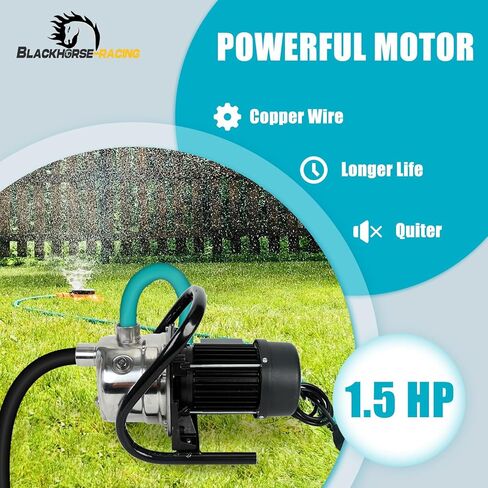 مضخة بئر ضحلة محمولة 1.5 حصان 1210 جيجا في الساعة، مضخة معززة للرش الكهربائي، 120 فولت، مضخة ري تصريف ذاتية التحضير لنافورة العشب، ستانلس ستيل، 120 فولت in Kuwait
