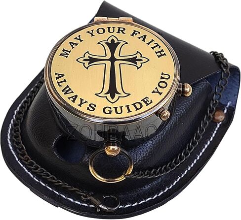 Psalm 32:8 Engraved Compass with Leather Pouch - May Your Faith Always Guide You, Religious Gifts, Christian Gifts, Baptism Gift, Graduation Day Gift, Inspirational Gifts for Boys, Girls, Men & Women in Kuwait