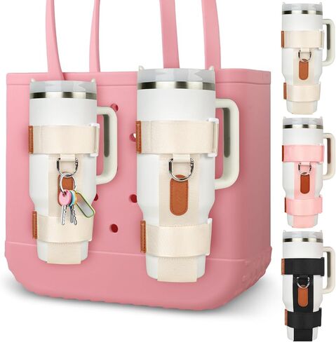 2 Pcs for Bogg Bag Cup Holder for Stanley Large Cups,Adjustable Drink Holder for Bogg Bag Attachment, Water Bottle Accessories for Simply Southern Simple Modern Beach Tote Bag in Saudi Arabia