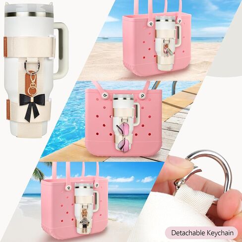 2 Pcs for Bogg Bag Cup Holder for Stanley Large Cups,Adjustable Drink Holder for Bogg Bag Attachment, Water Bottle Accessories for Simply Southern Simple Modern Beach Tote Bag in Saudi Arabia
