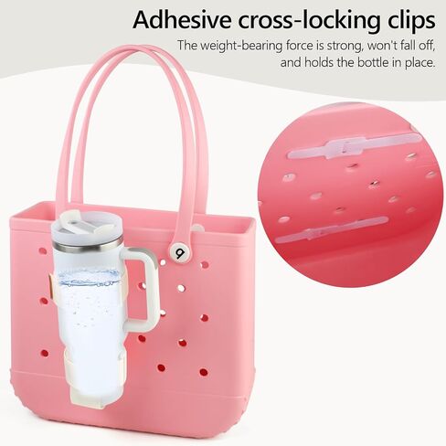 2 Pcs for Bogg Bag Cup Holder for Stanley Large Cups,Adjustable Drink Holder for Bogg Bag Attachment, Water Bottle Accessories for Simply Southern Simple Modern Beach Tote Bag in Saudi Arabia