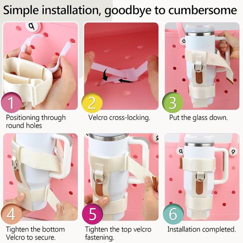 2 Pcs for Bogg Bag Cup Holder for Stanley Large Cups,Adjustable Drink Holder for Bogg Bag Attachment, Water Bottle Accessories for Simply Southern Simple Modern Beach Tote Bag in Saudi Arabia