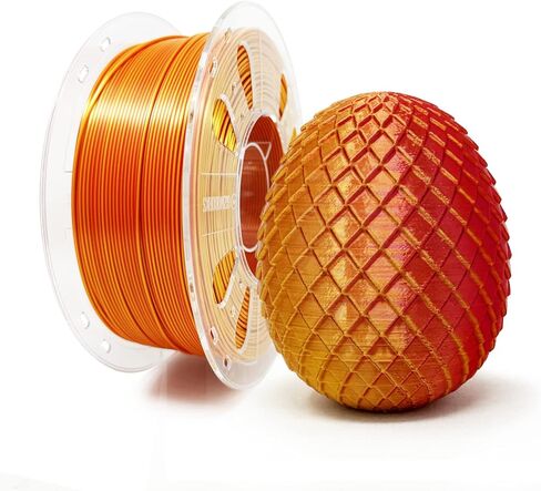 Gizmo Dorks Shiny Silk Filament 1.75mm 1kg Dual Two-Tone Color, Gold Red in Saudi Arabia