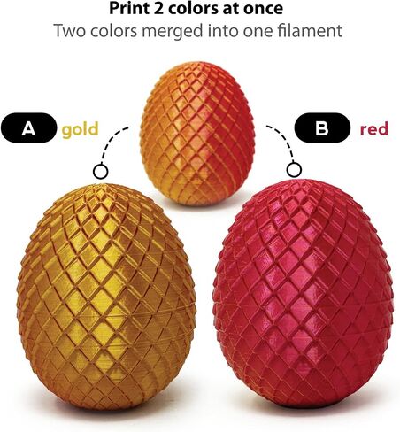 Gizmo Dorks Shiny Silk Filament 1.75mm 1kg Dual Two-Tone Color, Gold Red in Saudi Arabia