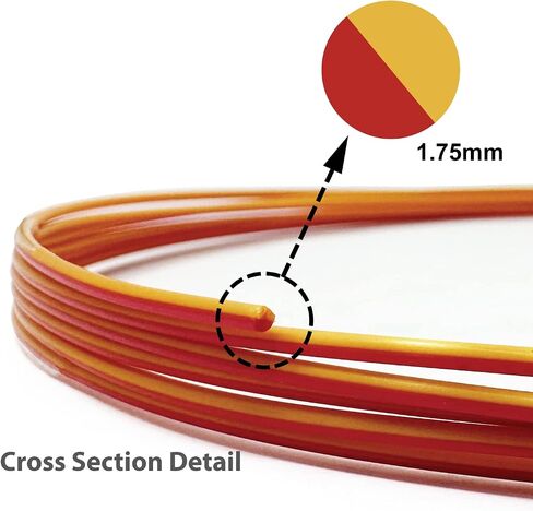 Gizmo Dorks Shiny Silk Filament 1.75mm 1kg Dual Two-Tone Color, Gold Red in Saudi Arabia