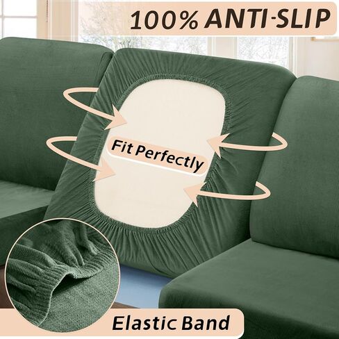 Arfntevss Velvet Striped Sectional Couch Covers L Shape Sofa Cushion Covers with Chaise Lounge Stretch Seat Slipcover Anti-Slip Magic Soft Furniture Protector (3 Seat Cover 1 Chaise, Black) in Saudi Arabia